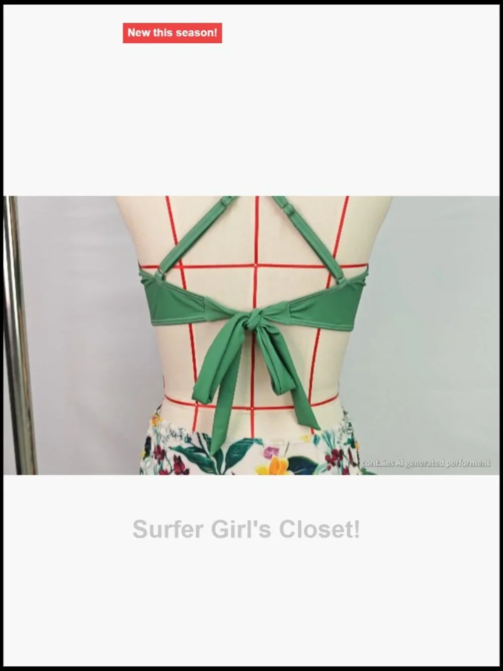 High Waisted Bikini Set Drawstring Tummy Control Two Piece Crisscross Tie Back